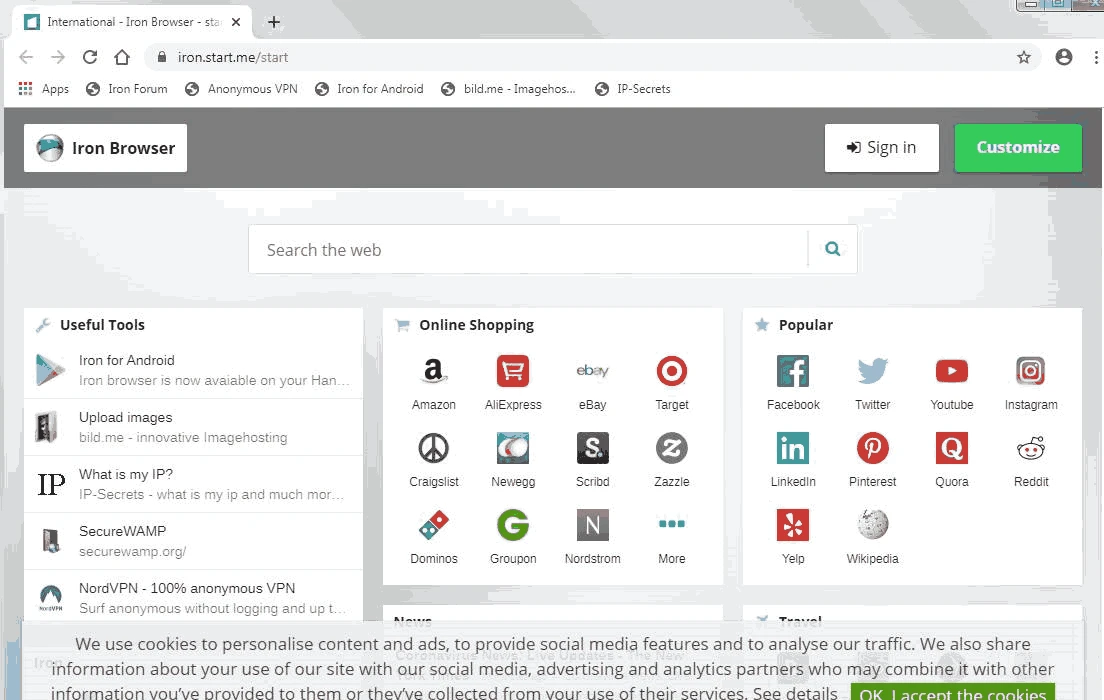 SRWare Iron Browser — 스크린샷 1