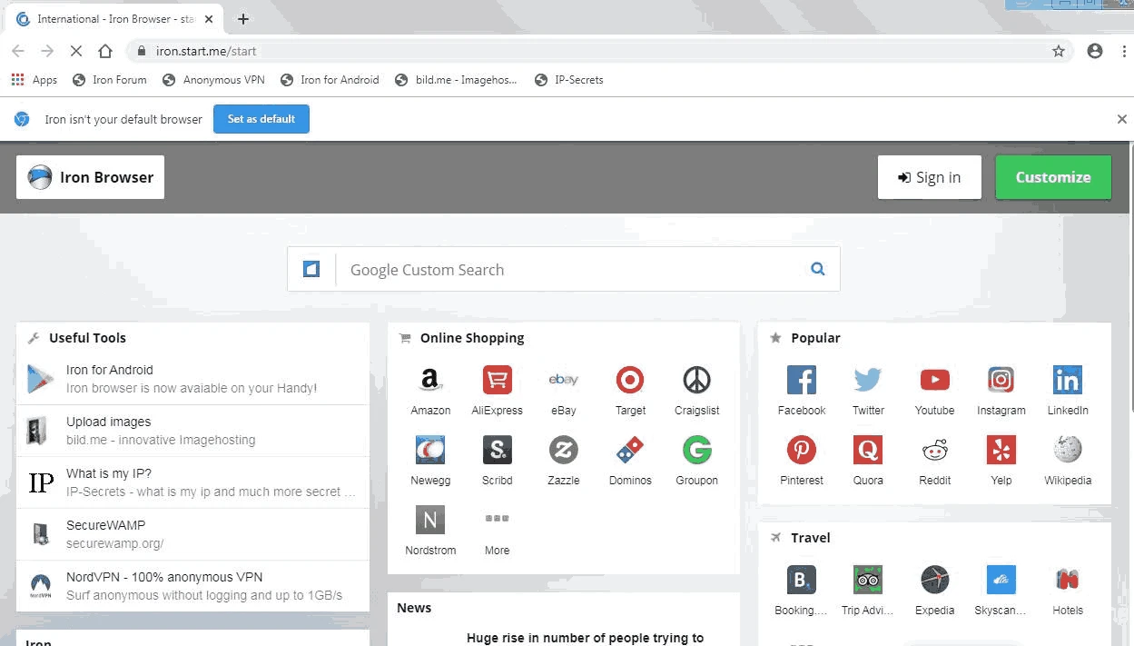 SRWare Iron Browser — 스크린샷 2